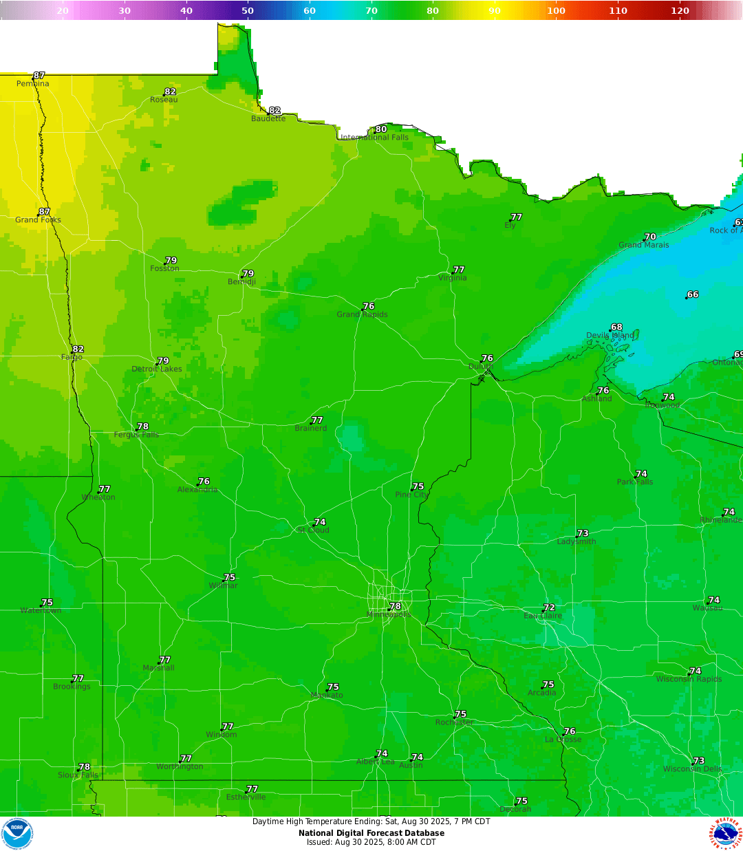 Highs for Saturday