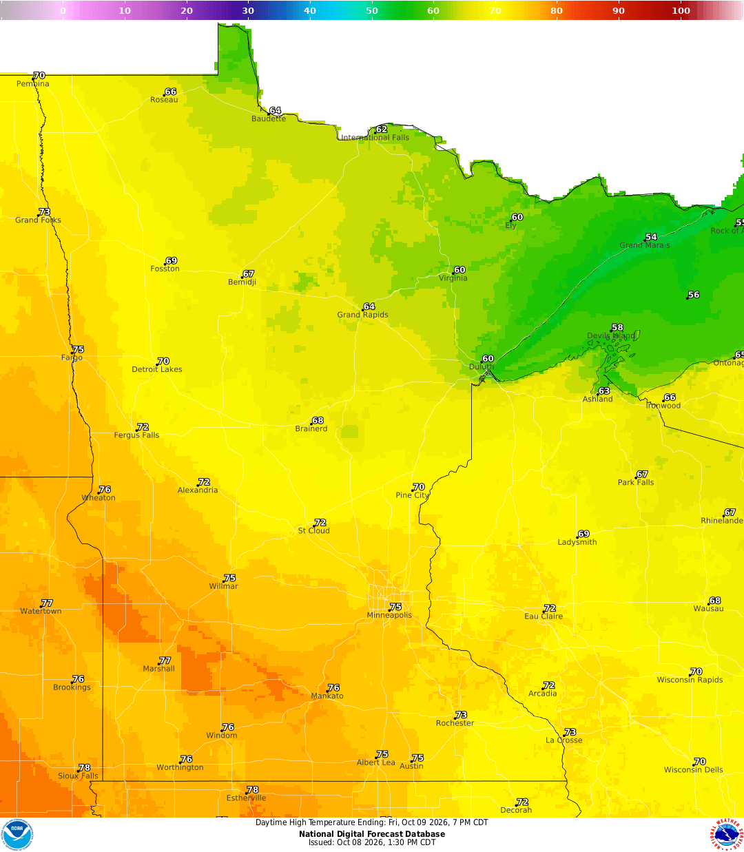 Highs for Friday
