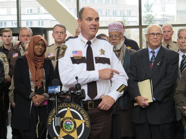 Hennepin County Sheriff Rich Stanek speaks after the board meeting.