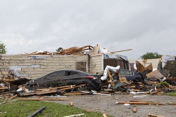 A damaged home. 