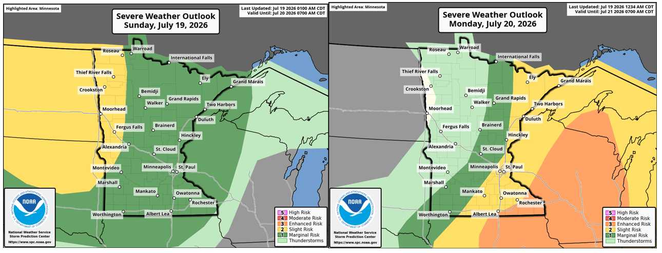 Severe weather threat Sunday and Monday
