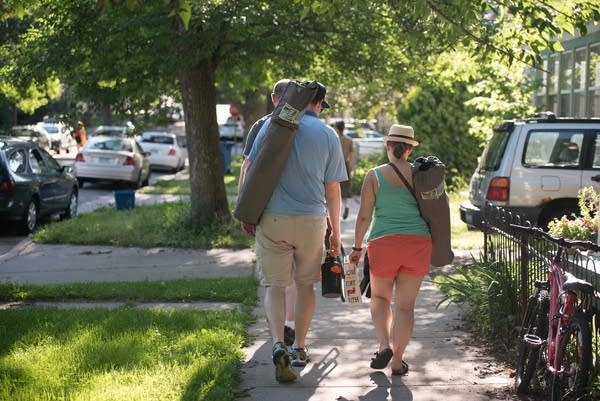 Concertgoers head home.