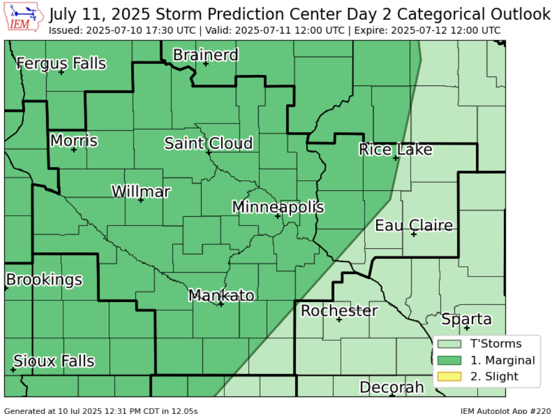 Severe weather risk areas