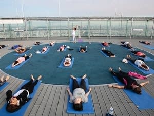 People stretching for yoga