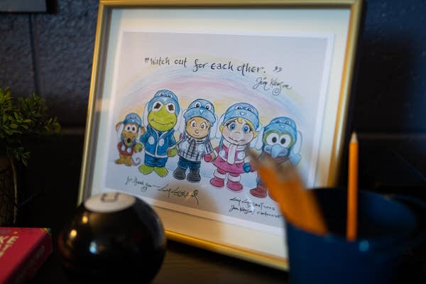 A close-up of a thank-you card