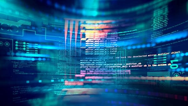 Programming code abstract technology background of software developer and  Computer script banner.3d illustration