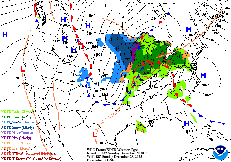 Surface analysis for Sunday 12 p.m.