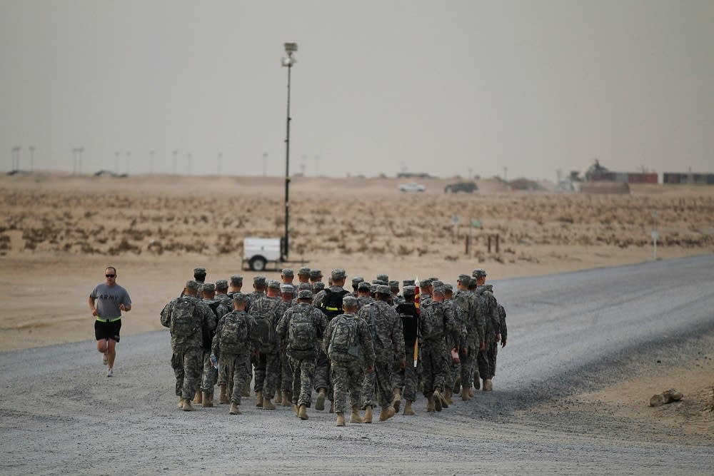 Army soldiers heading for their flight home