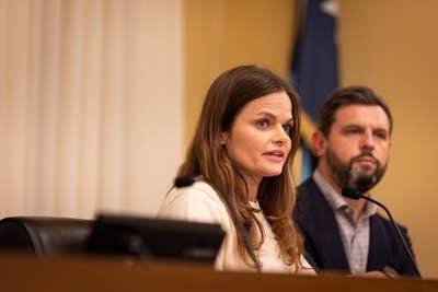 A woman testifies