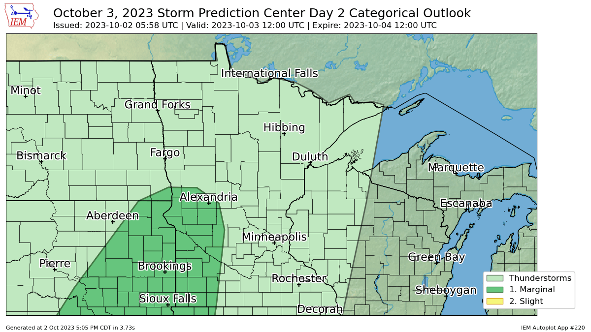 Severe weather risk areas