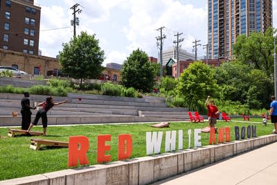 People playing lawn games at Red, White and Boom celebration