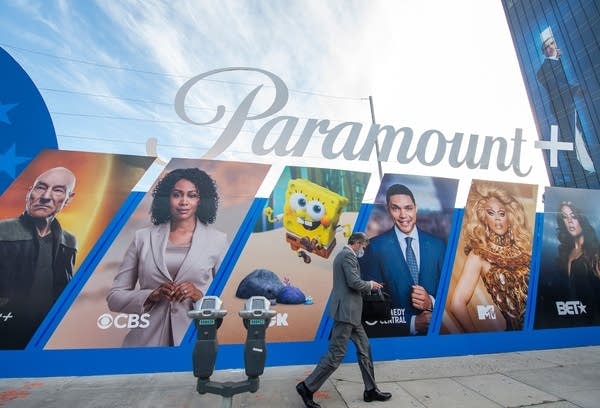 A billboard announcing the launch of Paramount's streaming service is pictured in West Hollywood, California on March 2, 2021. 