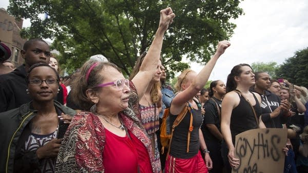 Protesters chanted "Black Lives Matter."