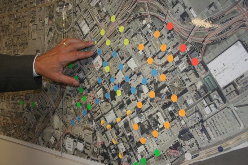 A map shows locations of protester groups