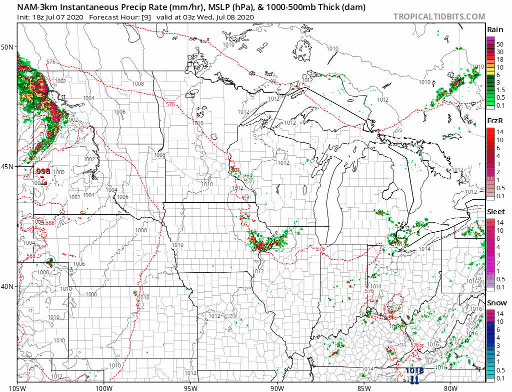 NOAA NAM 3 km model 24 hour loop