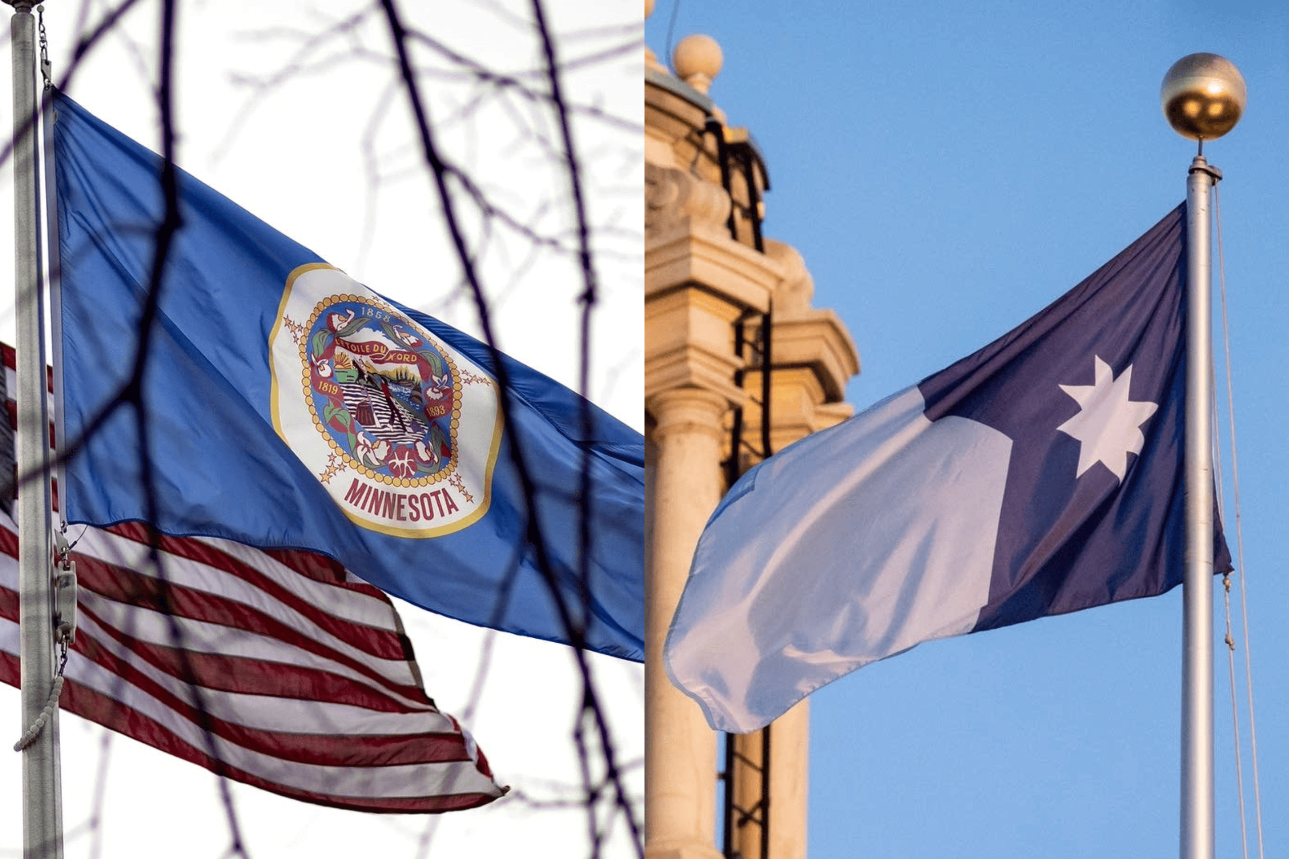 Two flags in the wind