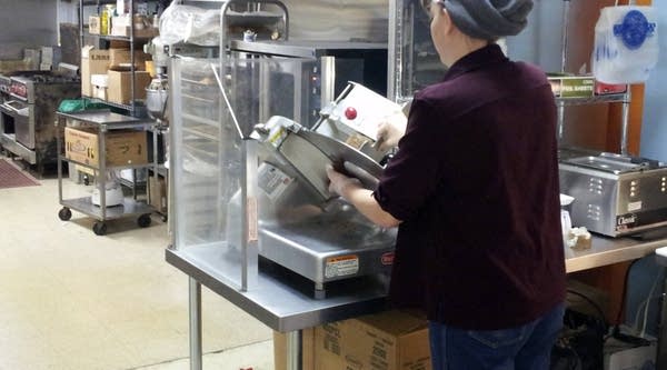 Food slicing listed as a possible cause of workplace injury. 