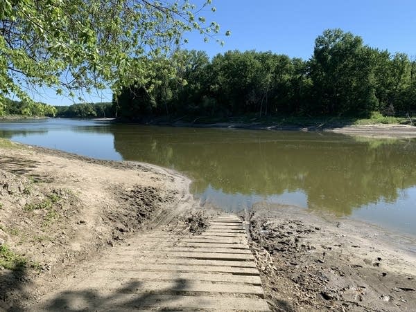 A view of very low water levels on a river