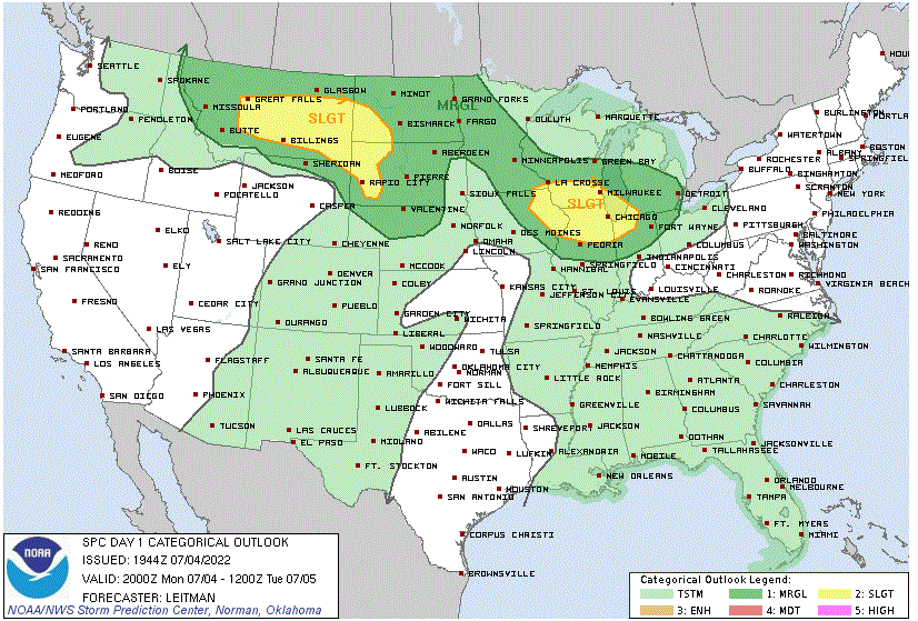 Severe weather outlook for the rest of Monday and Monday night