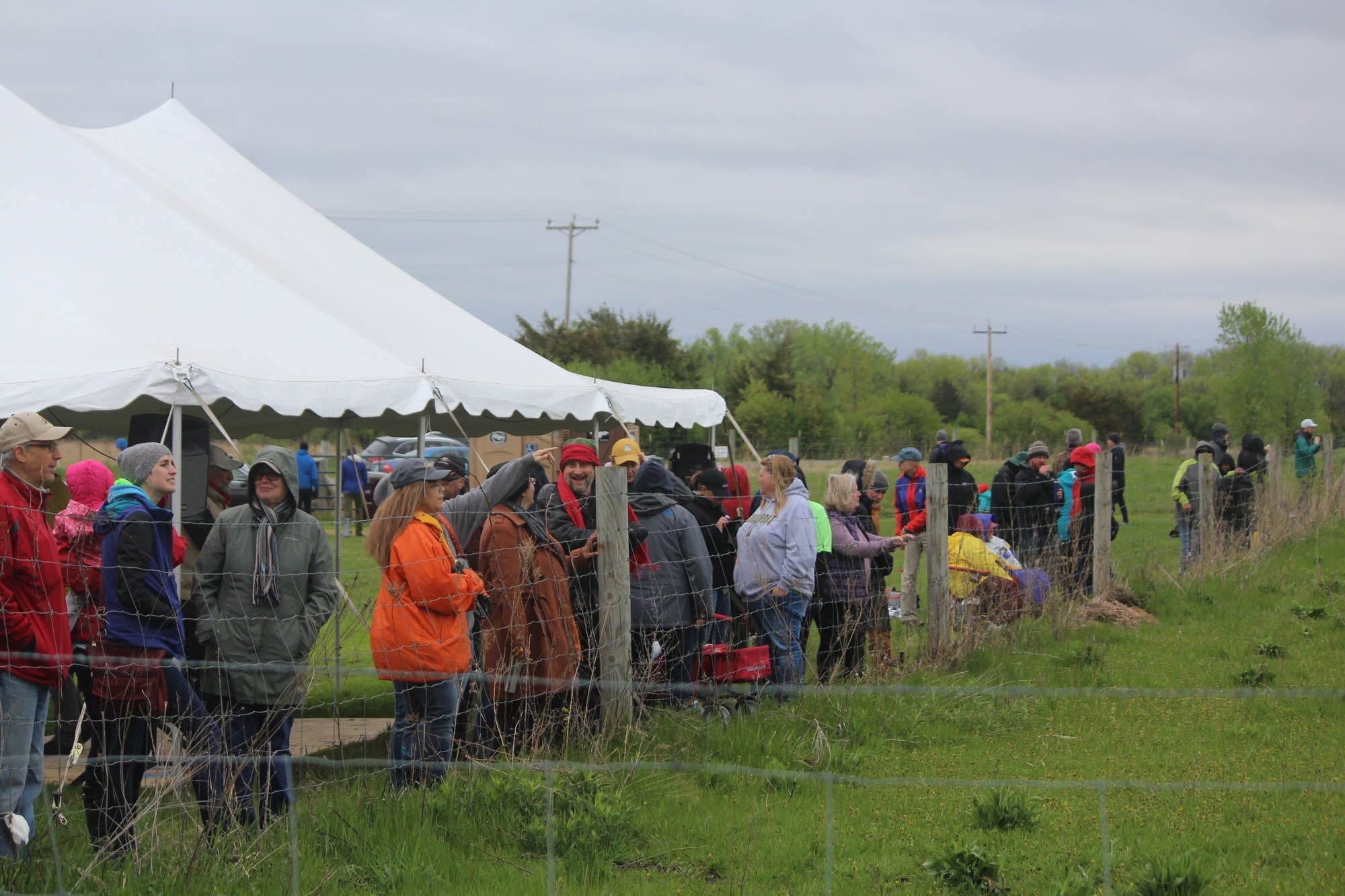 People watch a bison release at Belwin Conservancy