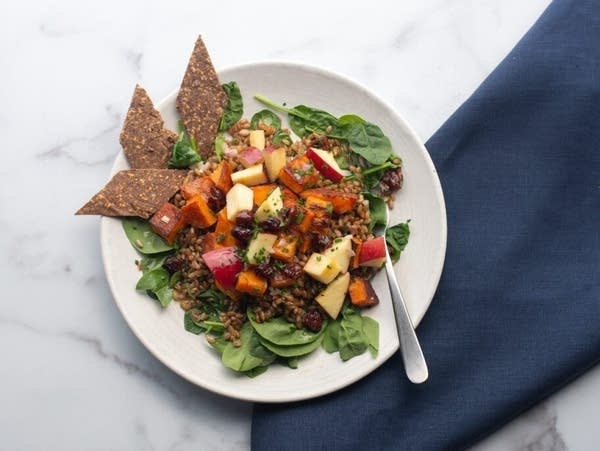 squash and apple salad on a plate