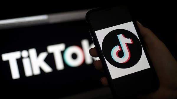 The logo of the social media app TikTok, which enables users to make and post short videos.