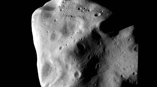 The asteroid Lutetia at closest approach on July 10, 2010 between Mars and Jupiter in outer space.