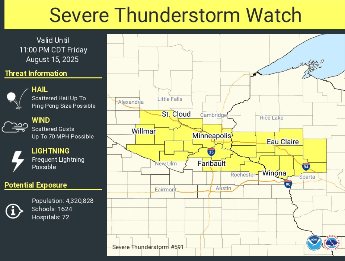 Severe thunderstorm watch; multiple severe weather warnings for Twin Cities – MPR News