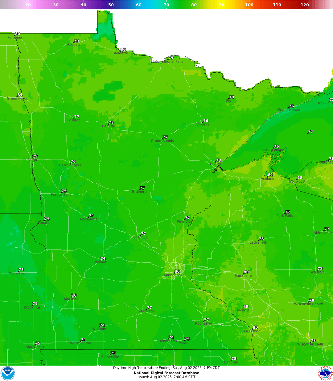 Highs for Saturday