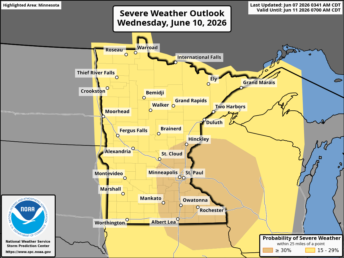 Severe weather risk for Wednesday