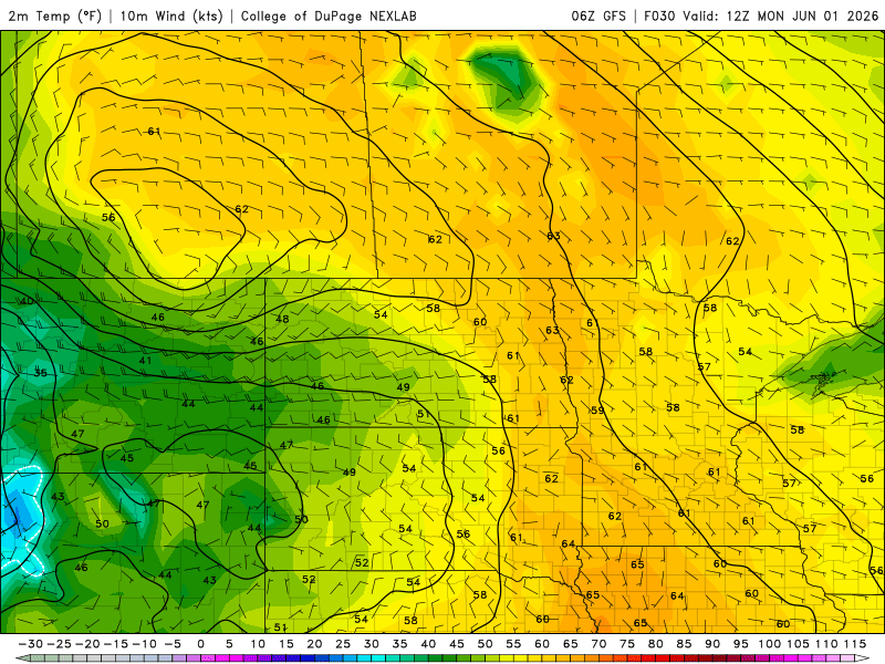 High temperatures Monday through Wednesday