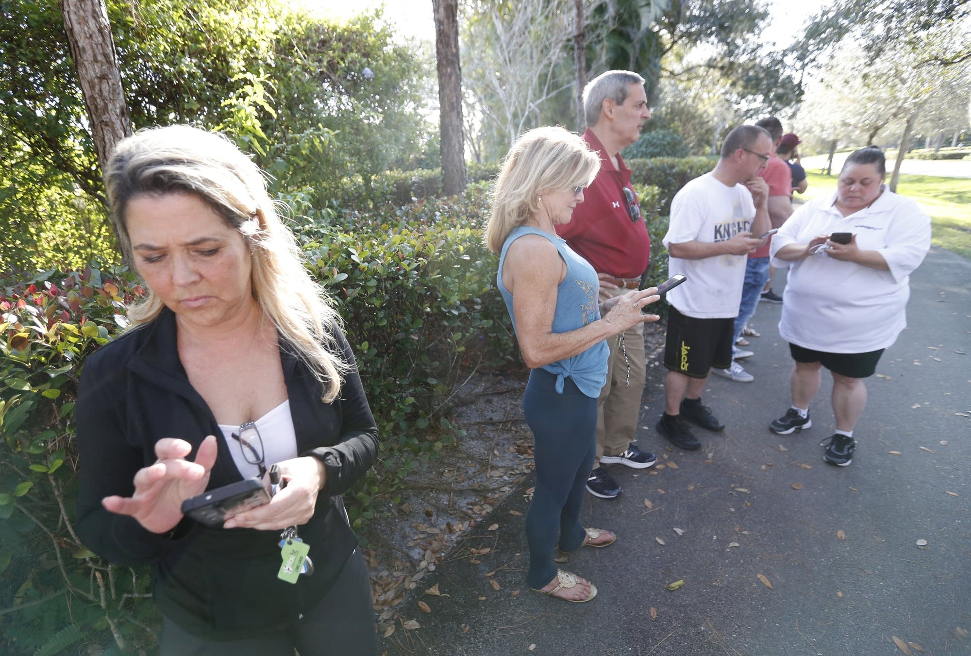 Anxious family members wait for information on students.