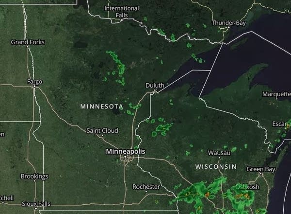 Composite weather radar at 5 p.m. Saturday