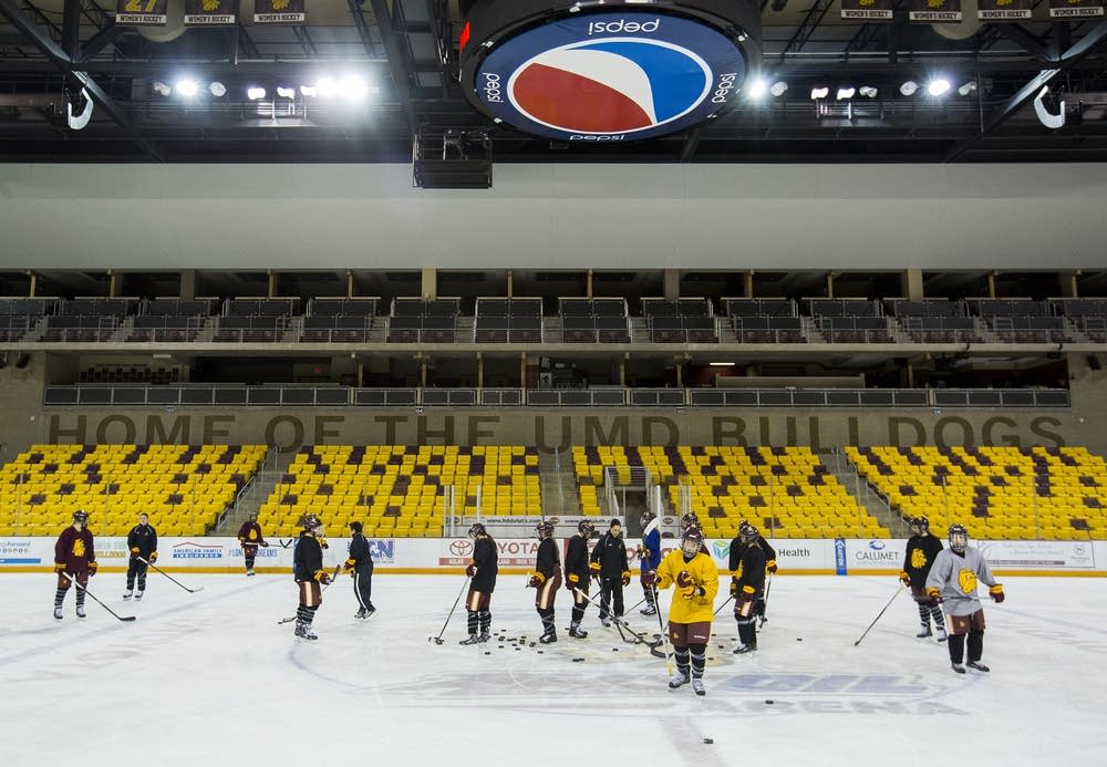 UMD women's hockey team practice