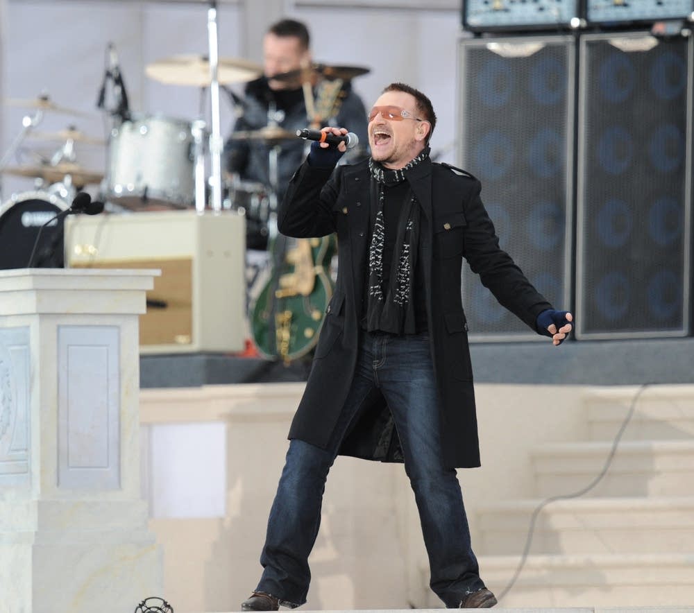Bono performs