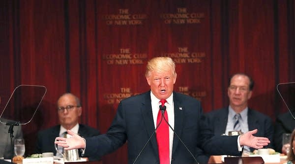 Republican presidential candidate Donald Trump speaks at a lunch hosted by the Economic Club of New York on September 15, 2016, in New York City.