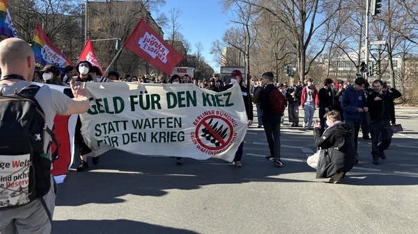 Students in Germany protest.