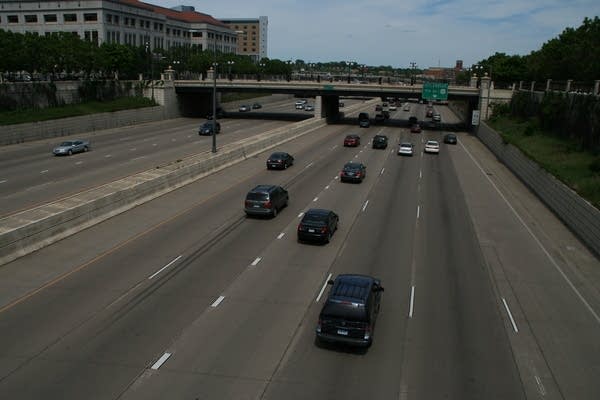 Traffic along I-94/35E in St. Paul, Minn.