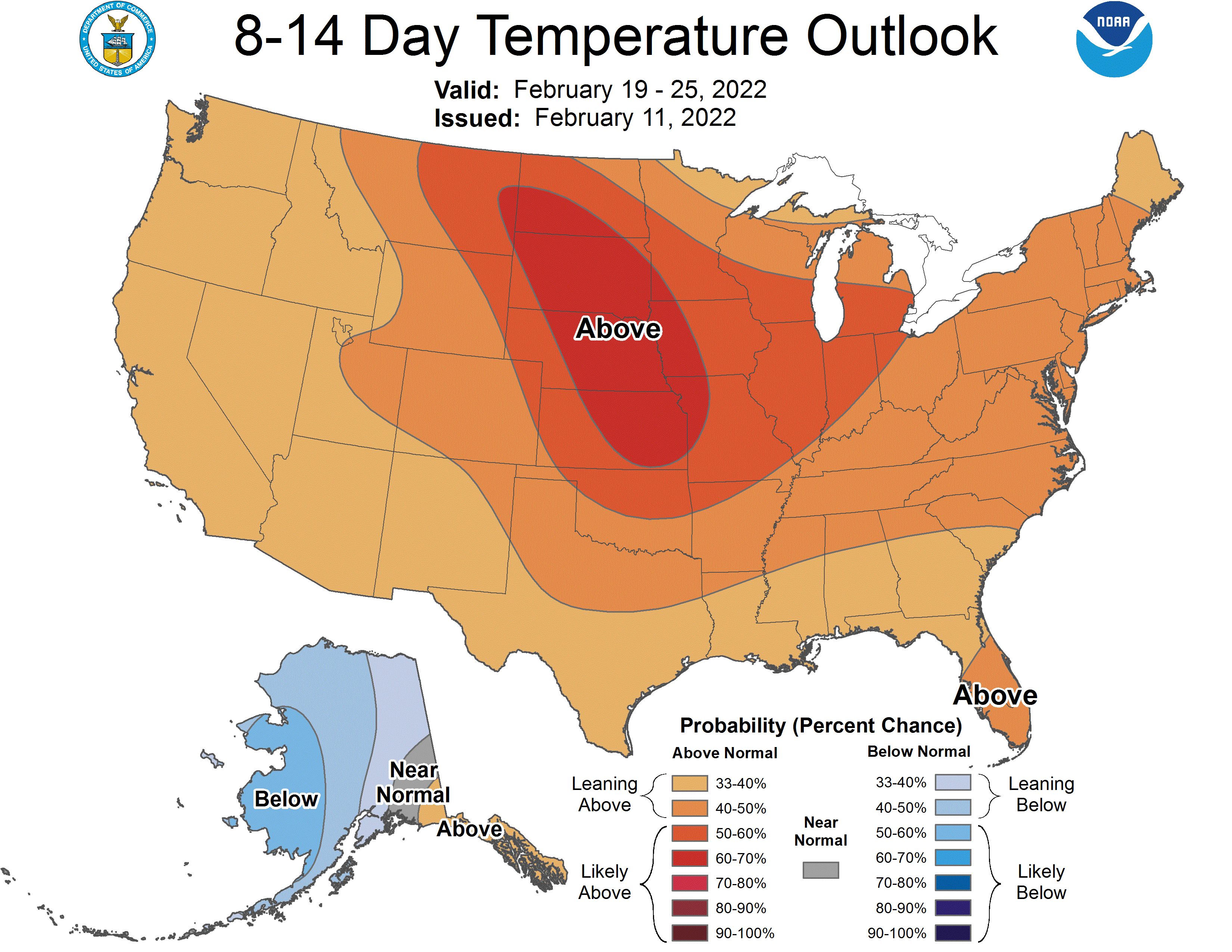 NOAA 8 to 14-day temperature outlook