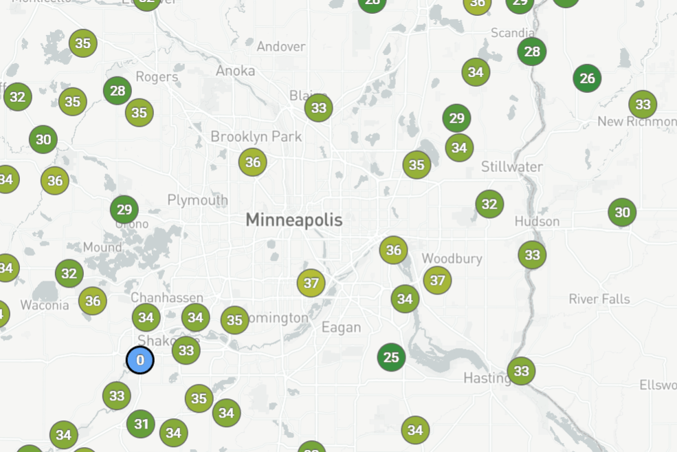 Saturday morning temperatures around the Twin Cities metro