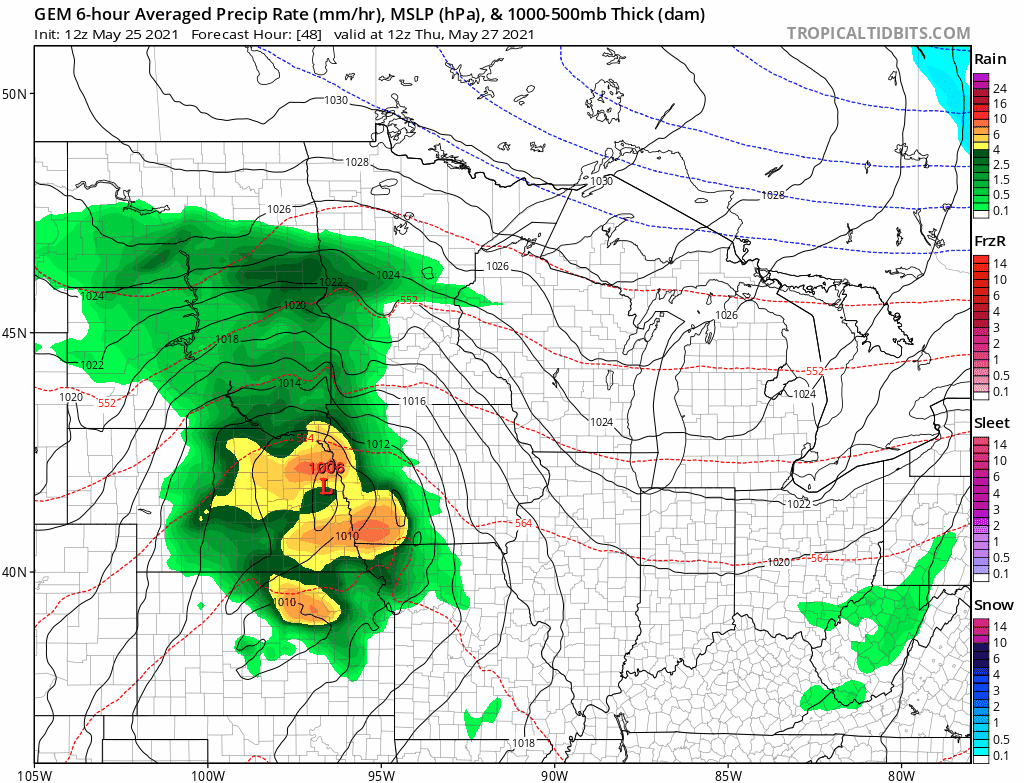 Canadian model Thursday into Friday