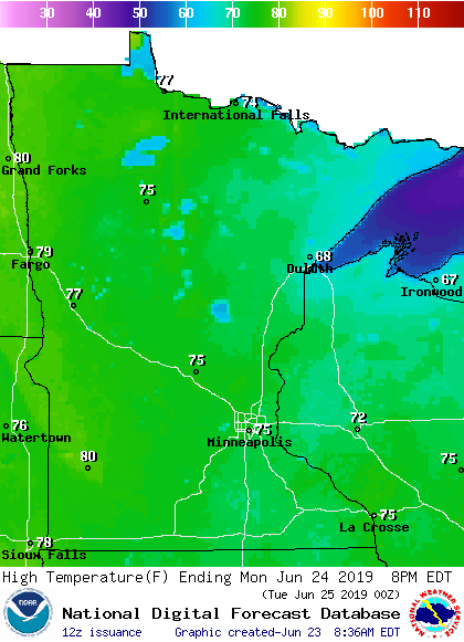 Sunday showers at times, with a thunderstorm also possible; a shot at 90 later this week