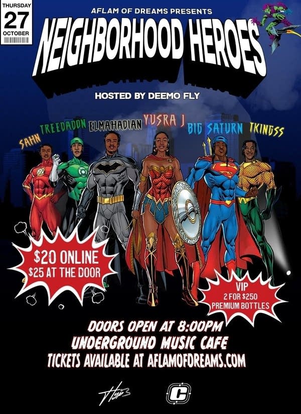 Neighborhood Heroes will take place at Underground Music Cafe in Minneapolis on Thursday, October 27.