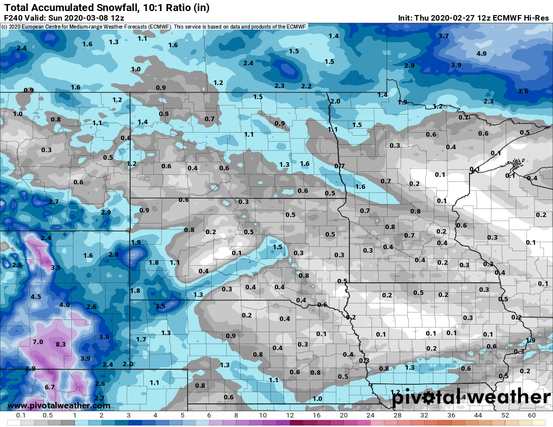 European model (ECMWF) snowfall output