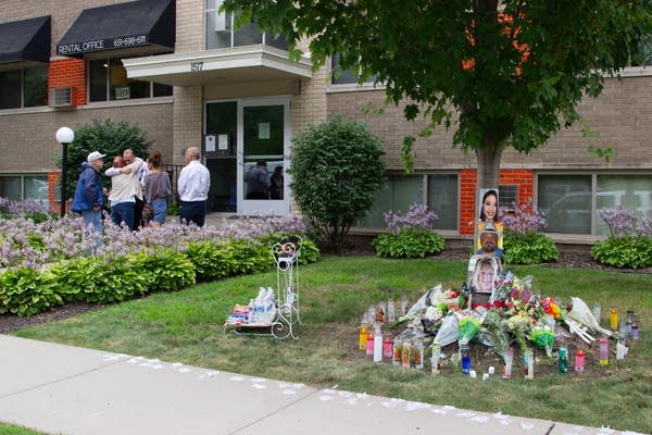 Davern Park Apartments with memorial set up