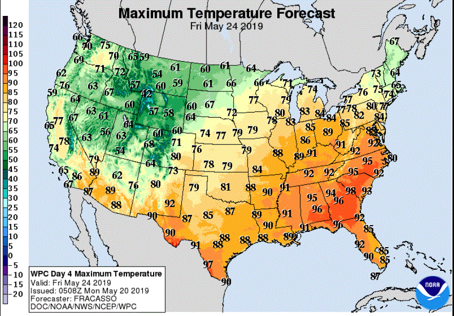 May 20 - fri fcst highs