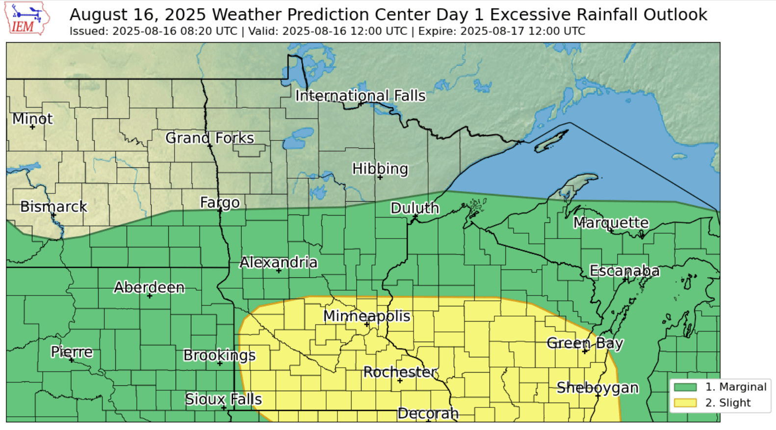 Excessive rainfall outlook for Saturday into Sunday