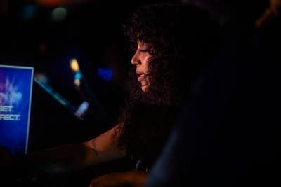 sophia eris performing a dj set on stage