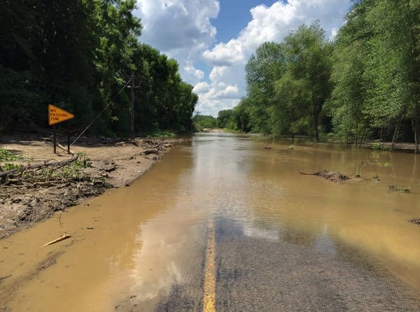Road under 20" of water.