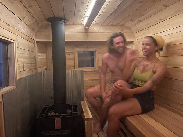Riley Brown and Kassidy Curtis-Lugo in a sauna